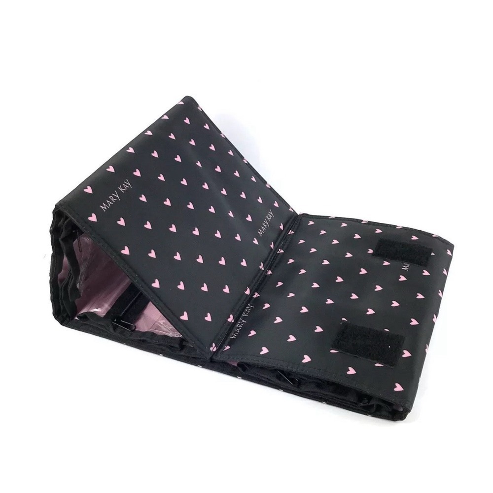 Mary Kay Travel Roll Up Bag Organizer Only (UNFILLED) Black w/Pink Hearts NEW